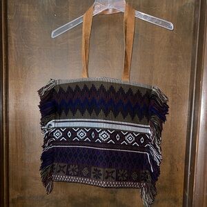 Aztec Patterned Fringe Tote Bag